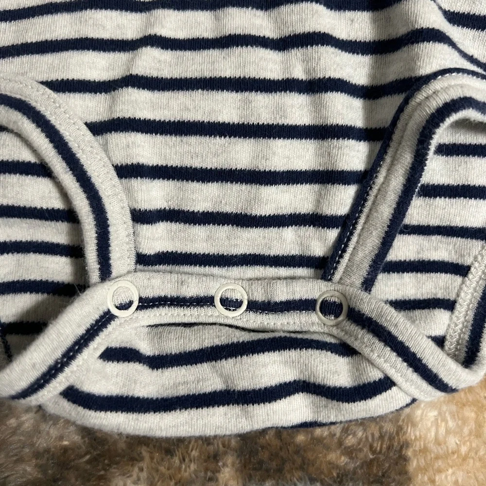 Striped Navy and White Kids One Piece Hoodie Onesie Shirt 3 Month 100% Cotton
